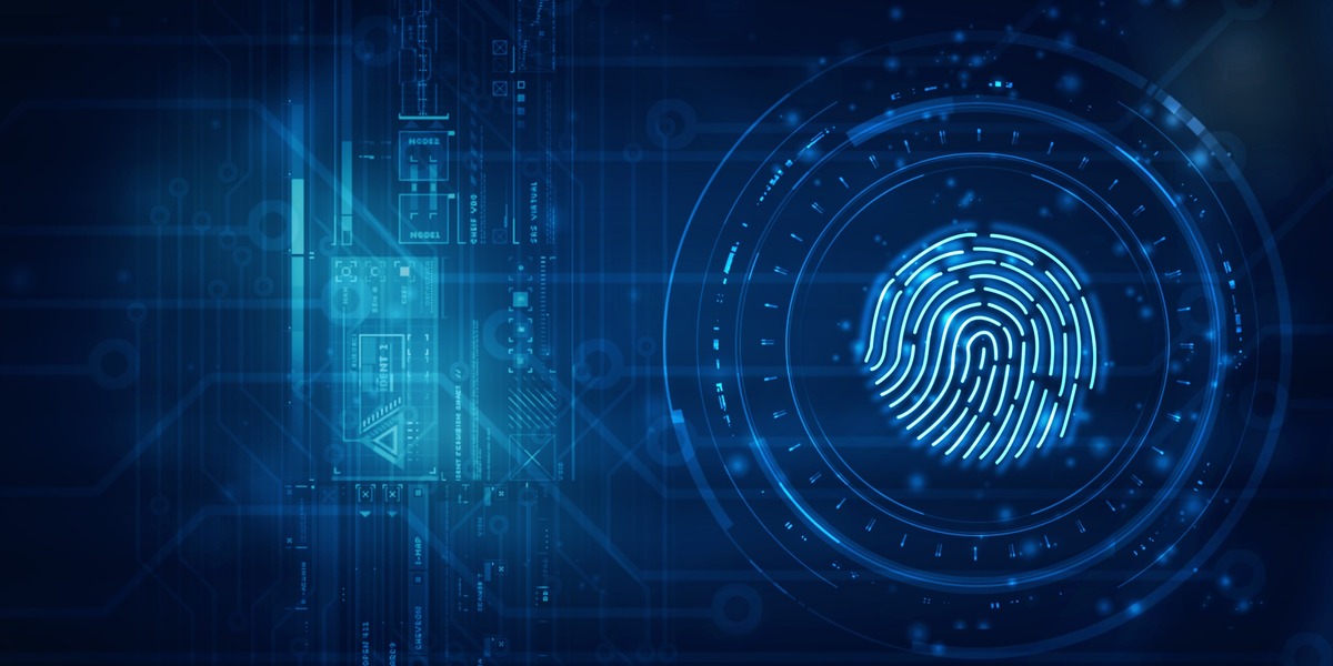 digital fingerprint with blue/black background 